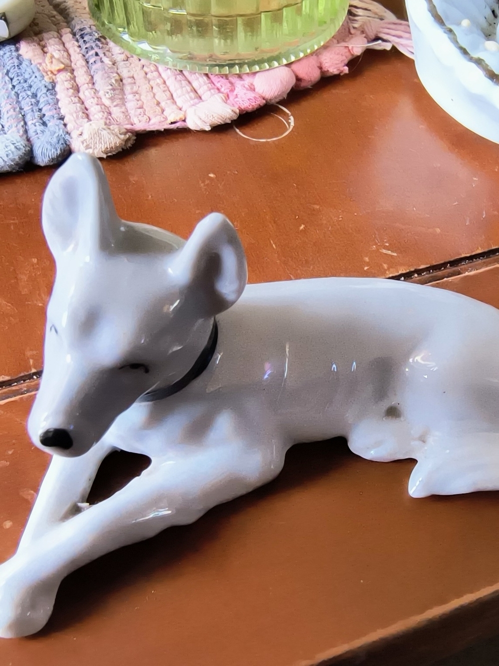 Ceramic Grey Dog Figurine - Decorative Home Accent - Picture 2 of 4